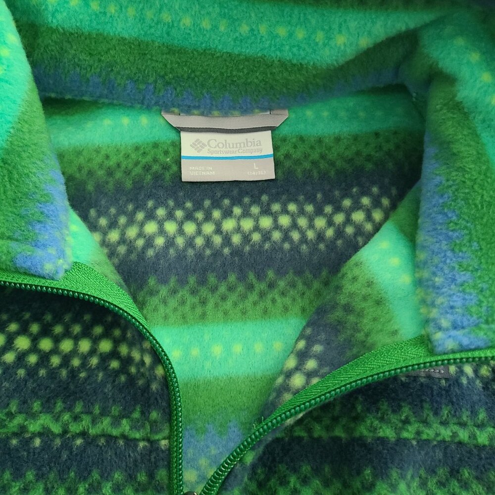 Columbia kids fleece zippered sweater green and black size L 14/16 - Picture 6 of 10
